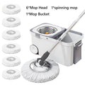 Spin Mop Bucket 6 Microfiber Refills Household Cleaning Automatic Spin Mop Hand-Free Automatic Dehydration Mop for Home Cleaning