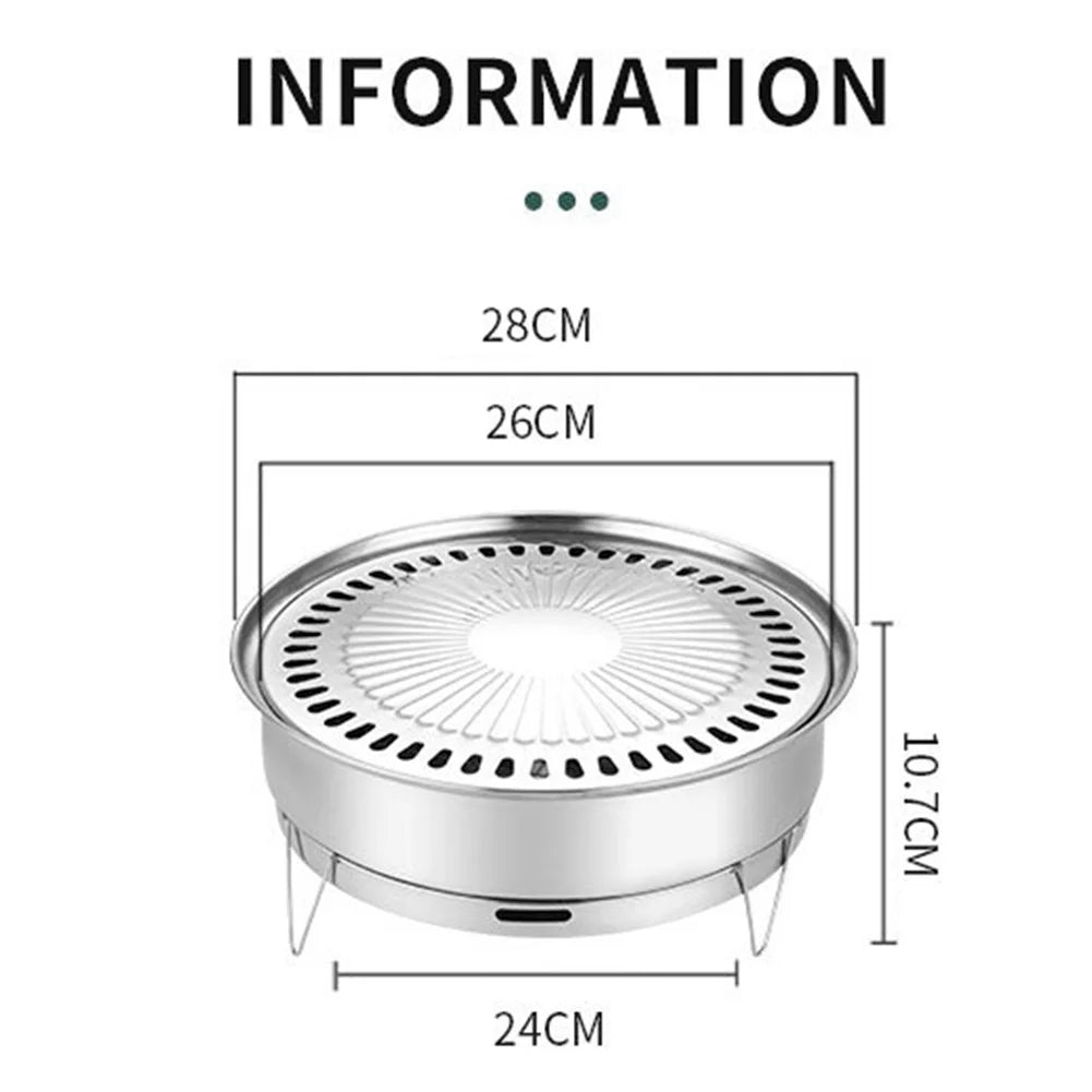 Stainless Steel Korean-Style Charcoal Grilling Oven Outdoor Home Kitchen Outdoor Garden Camping Rotisserie Oven Carbon Grill Pan