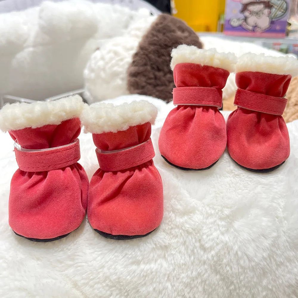 4Pcs Winter Waterproof Warm Non-slip Snow Boots for Small Dogs Puppy Outdoor Walking Pet Paw Care Sock Booties