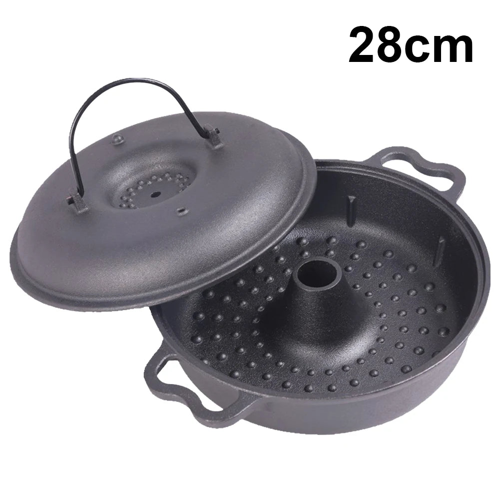 Cast Iron Roasted Sweet Potato Pan with Lid Garlic Roaster Garlic Baker Baking Pan for Picnic Camping Patio