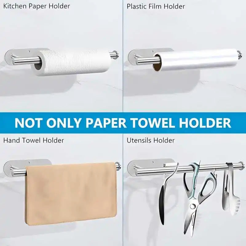 Stainless Steel Kitchen Organizer Paper Hanger For Kitchen Adhesive Under Cabinet Wall Mount Paper Towel Holder SUS304