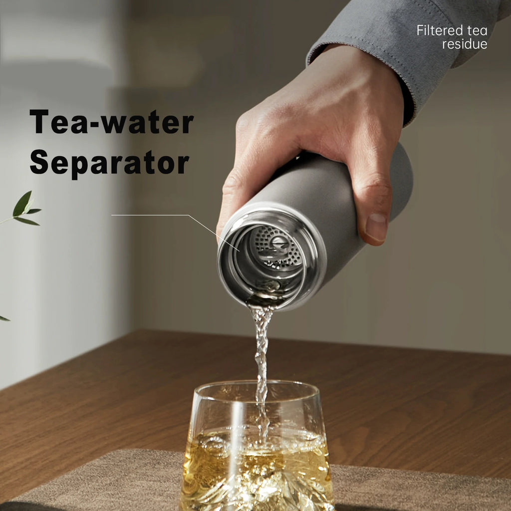 COOKER KING 450ML Pure Titanium Vacuum Tumbler with Tea Strainer, Hot Cold Cup for Office Travel, Men Women Gift