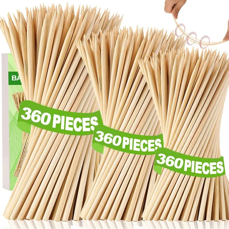 360/90x Food Sticks Bamboo Skewer Stick Disposable Wood for Home Kitchen Party Buffet Food Fruit Barbecue Tools Various Size