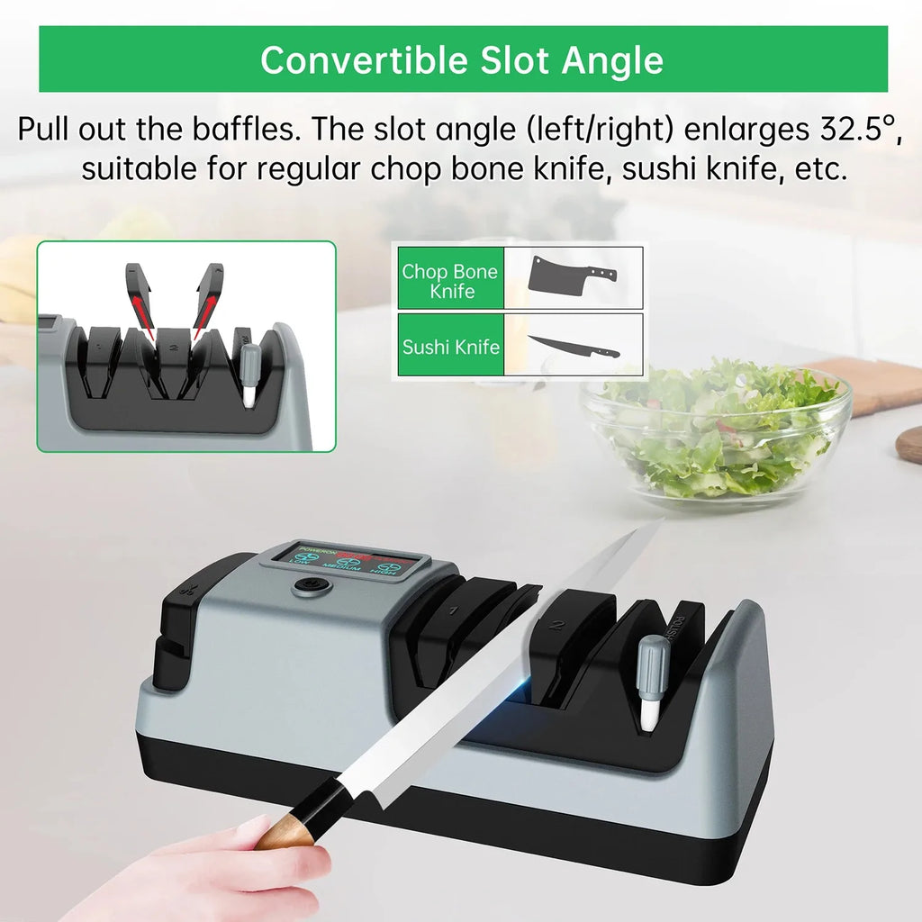 5 in 1 Electric Knife Sharpener-3 Rotational Speed Adjustable Electric Knife Sharpeners for Kitchen Knives With Digital Display