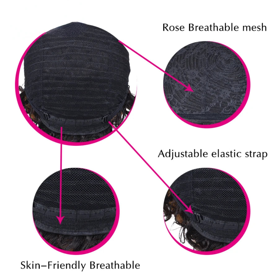 150% Density 4Inch Full Machine Made Wig Short Afro Curly Human Hair Wig Afro Short Wigs for Women Pixie Cut Wig Human Hair