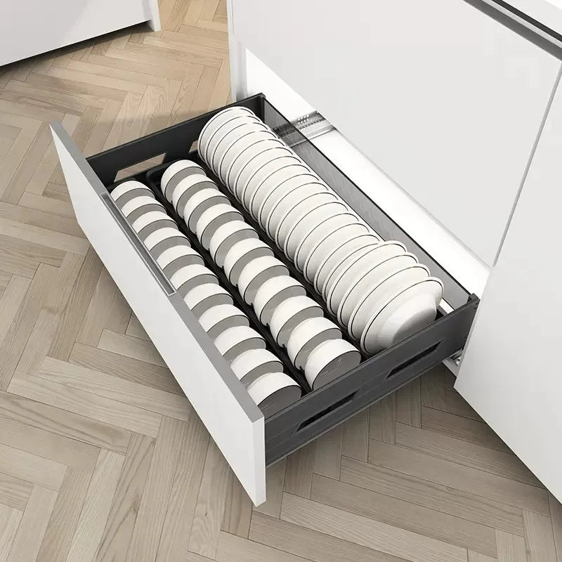 Pull Basket Kitchen Cabinet Double Drawer Type Dish Basket Dish Cupboard Storage Inner Shelf