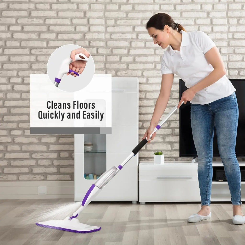 Refillable Spray Mop with 3 Washable Pads for Hardwood Floors, Easy Dry Wet Cleaning