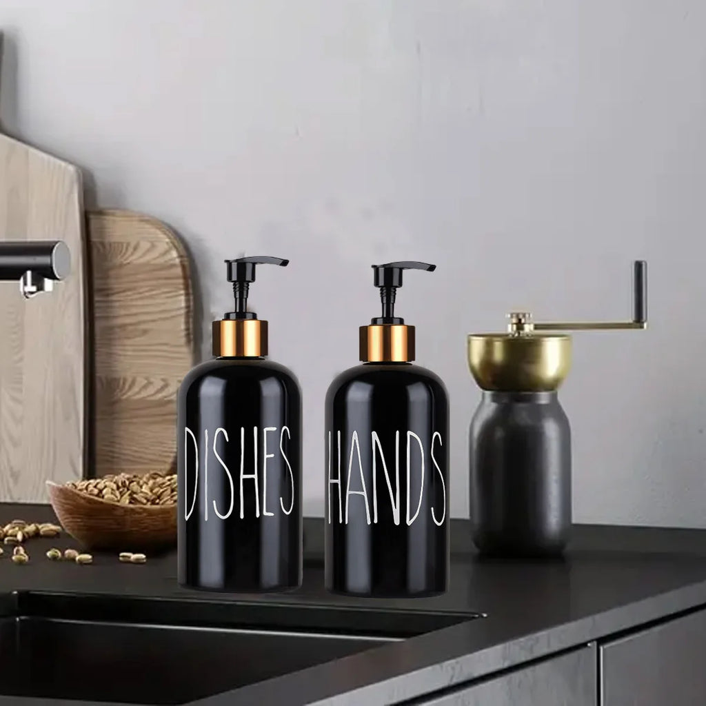 Boston Dish and Hands Soap Dispenser for Kitchen Sink Refillable Detergent Hand Sanitizer Container Farmhouse Home Organizer