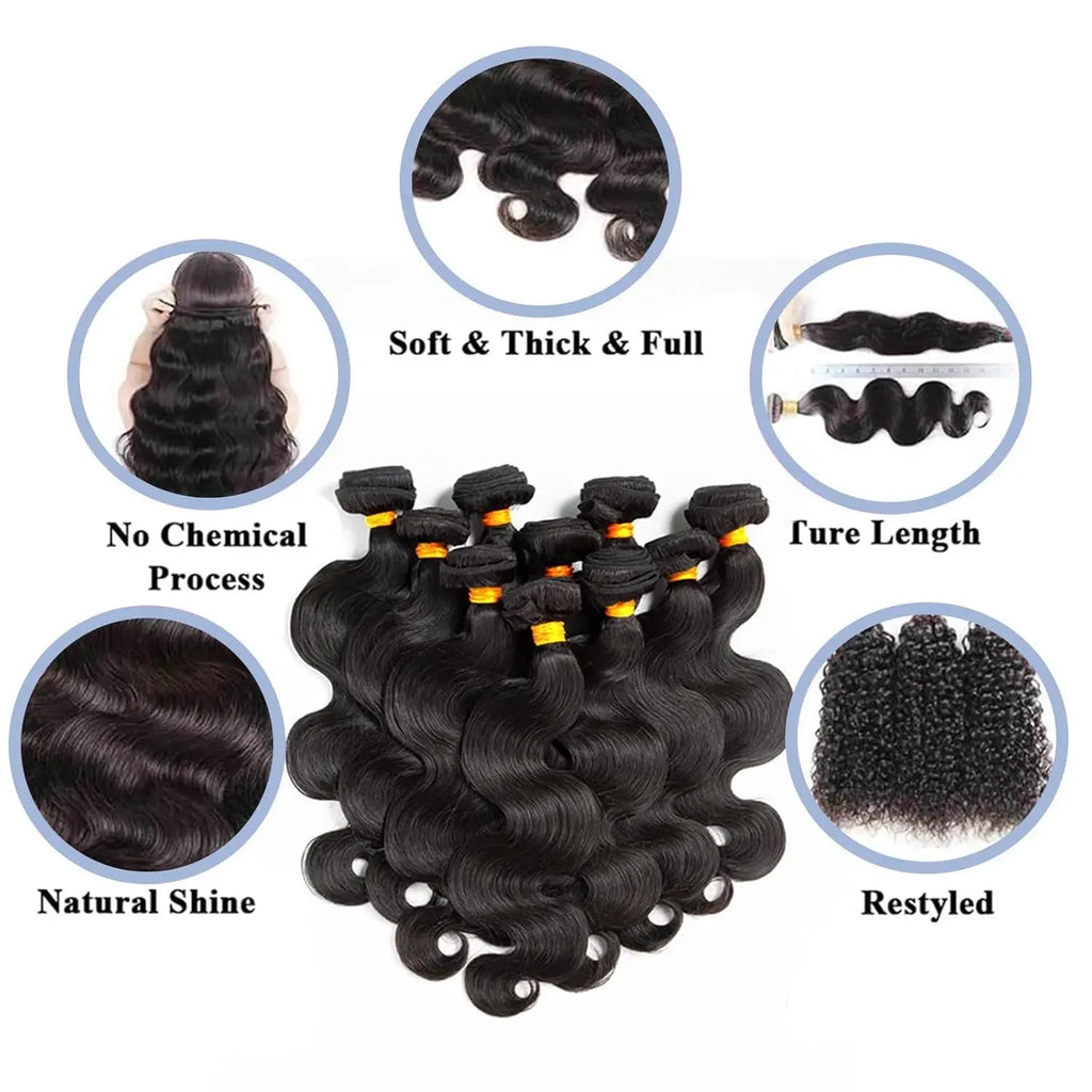 16A Brazilian Body Wave Bundles With 4x4 Lace Closure Human Hair 30 40 Inch 100% Raw Unprocessed Human Hair Extensions Bundles
