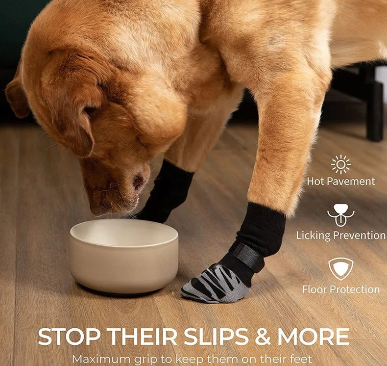 Non-Slip Dog Socks for Hardwood Floors, Prevents Licking Slipping, Thick Dog Booties with Grippers for Small Medium Large Dogs