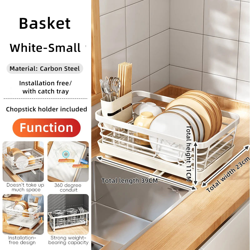 Large Capacity Kitchen Dish Drainer Organizer Countertop Chopsticks Rack Bowl Rack Cup & Dish Dispenser Sink Stand