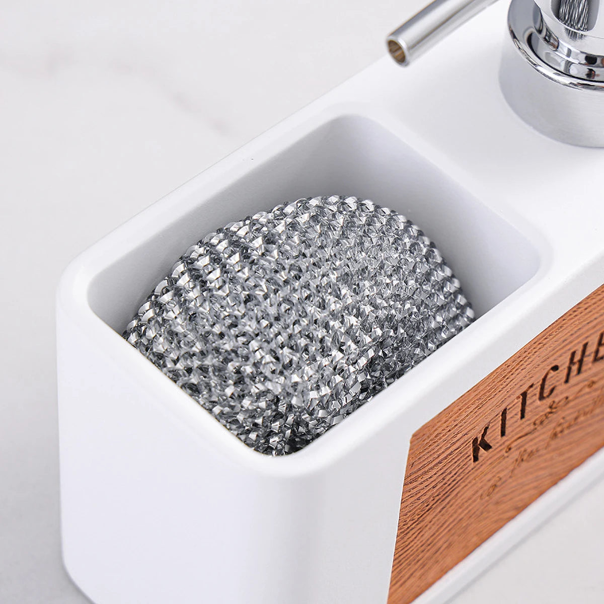 Mercury - free Resin Soap Dispenser with Scouring Pad Kitchen Dishwashing Liquid Press Bathroom Hand Soap Dispenser