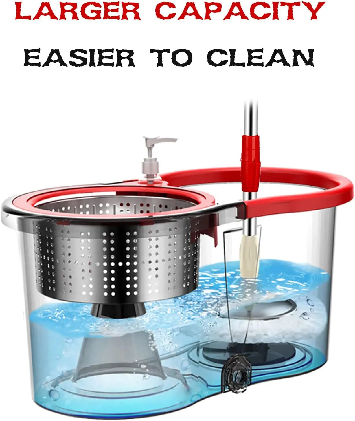 Mop and Bucket with Wringer Set 360° 3psc Microfiber Spin Mop with Bucket and Dual Mop Heads Self Wringing Spinning Mop