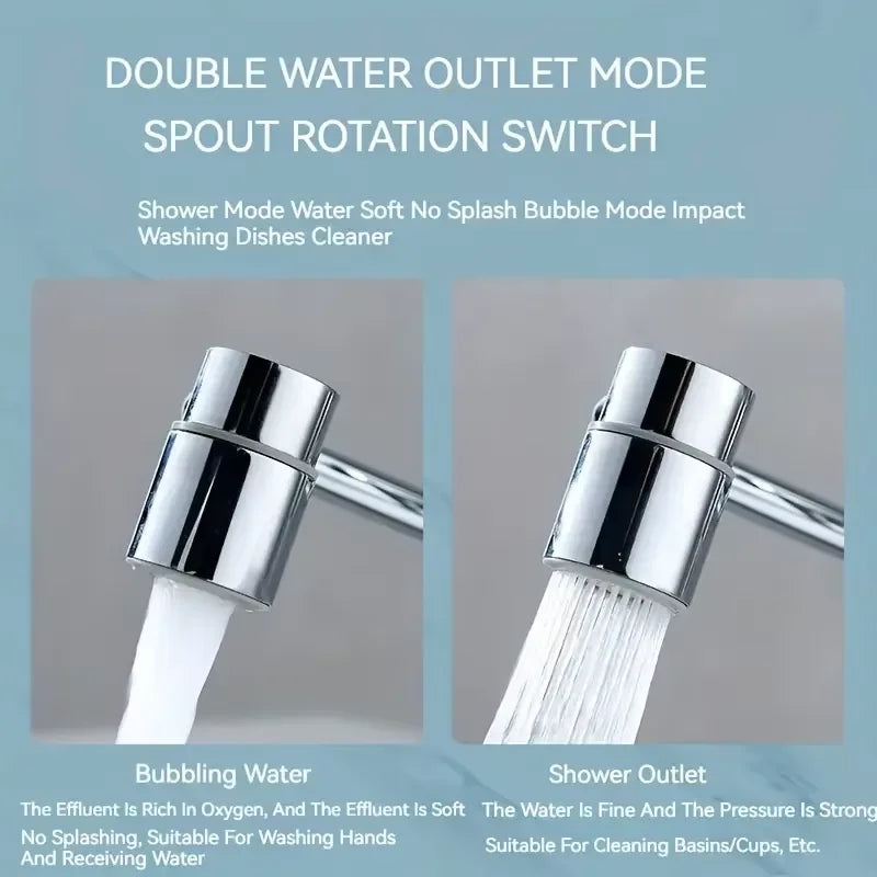 Kitchen faucet extender 1080 ° rotating stainless steel universal splash proof dual-mode bathroom sink accessory with adapter