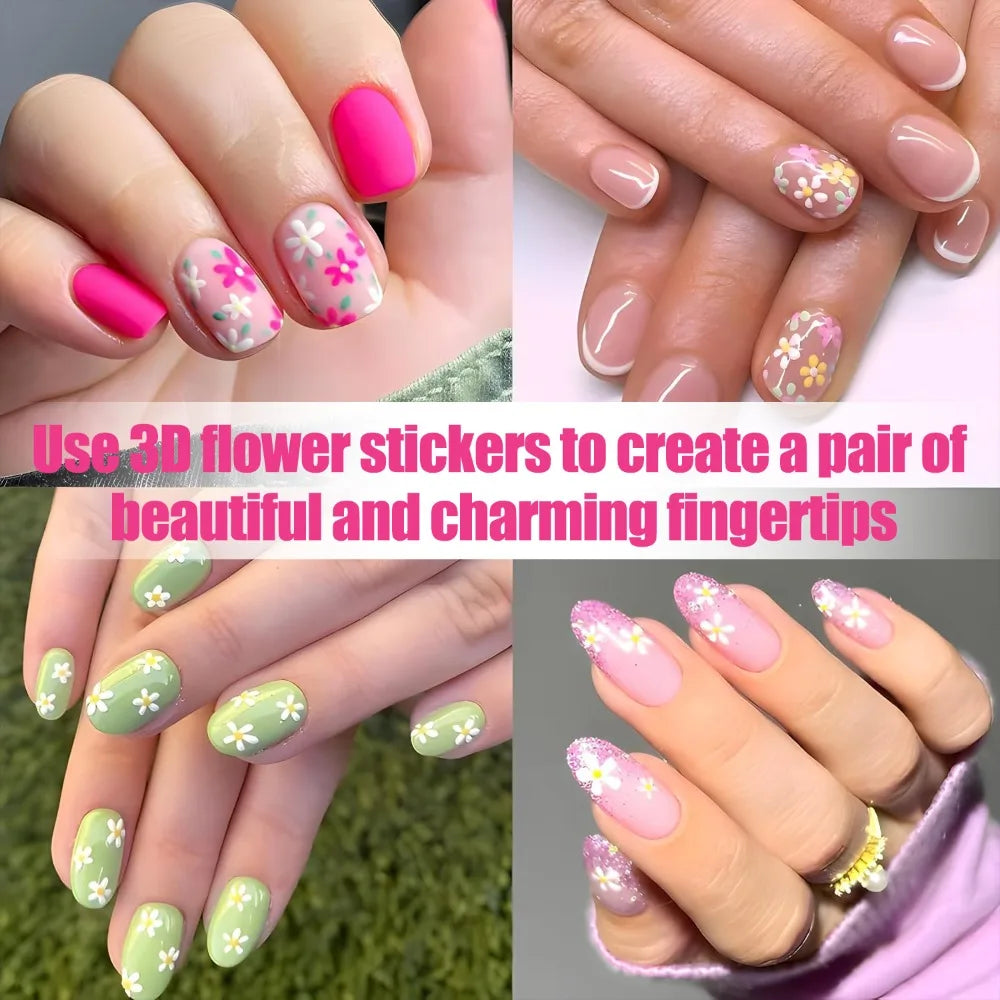 30 Sheets Flower Nail Stickers Colorful Nail Decals for Nail Art 3D Self Adhesive, Floral, Heart, Nail Art Stickers Decals