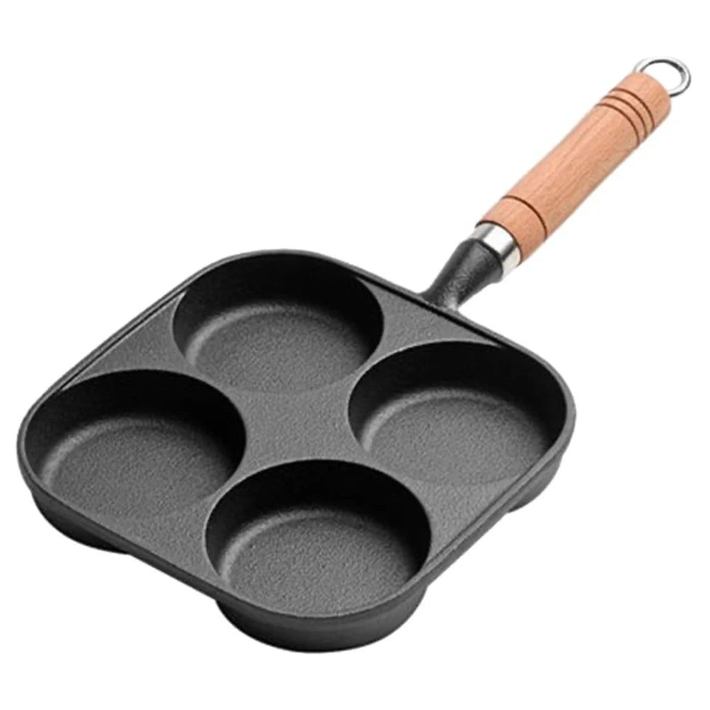 Cast iron four-hole omelette pan non-stick chemical-free coating breakfast pan household egg hamburger baking pan cooking tools