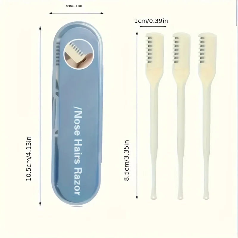 4pcs Gentle Painless Nose Hair Trimmer Set for Men Women Portable 360° Rotating Dual Head Skin-Safe Facial Hair Tool