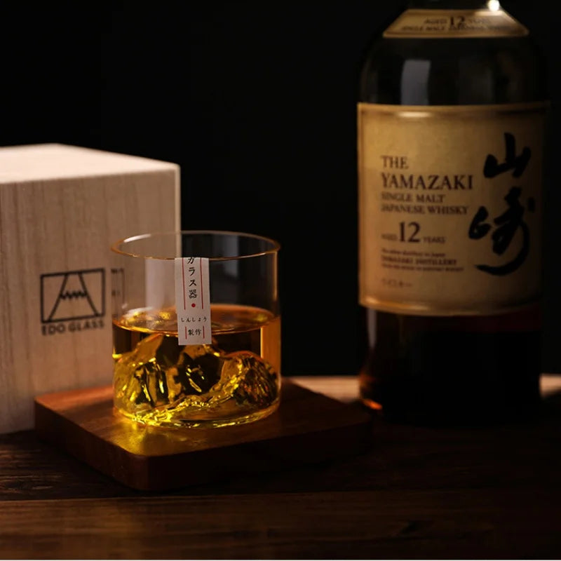 Japanese Glass Glacier Mountain Teacup Mt. Fuji Heat-resistant Glass Teacup Office Handy Retro Wine Glass Whisky Cup Home
