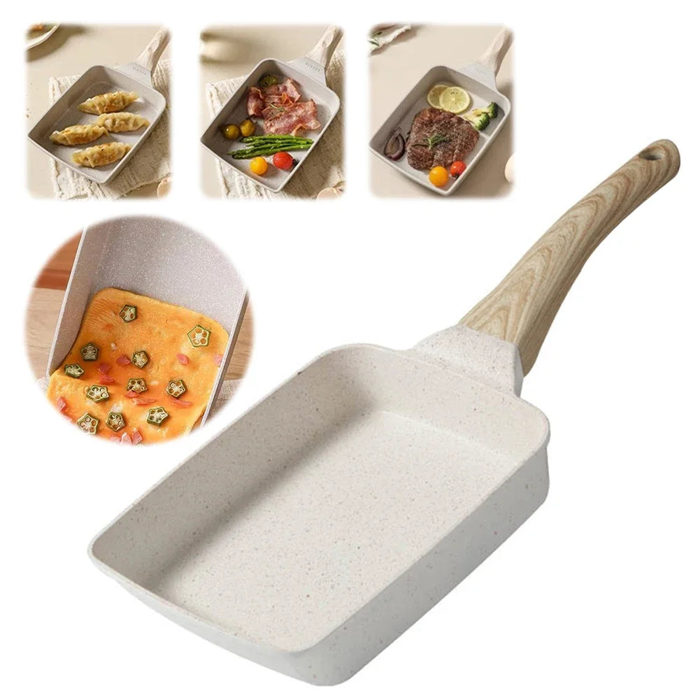 Nonstick Tamagoyaki Pan Breakfast Frying Pan with Heat-Resistant Handle Tamagoyaki Cooker Rectangular Japanese Omelette Pan