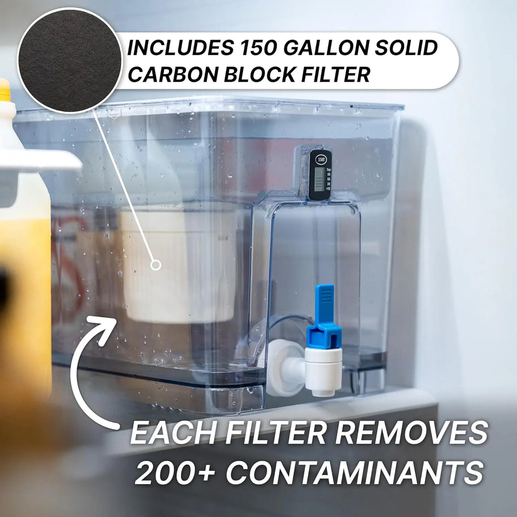 Pure Countertop Water Filter Dispenser, 36 Cup 150 Gallon Capacity, BPA Free Removes Fluoride Chlorine Lead