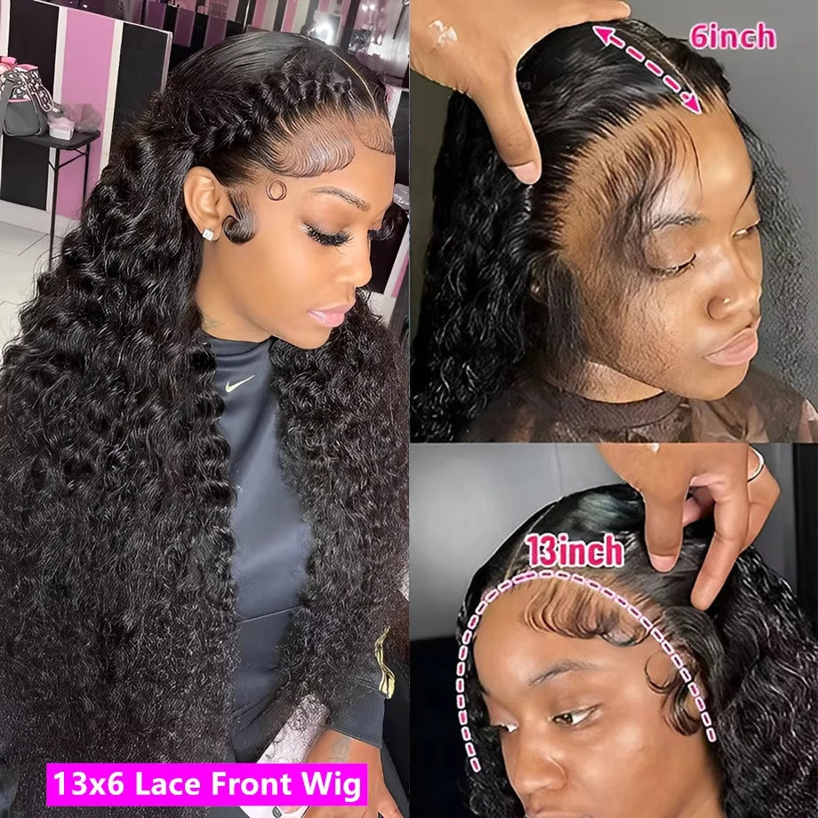 Curly Human Hair Wig Hd Lace Wig 13x6 Human Hair Wet And Wavy Lace Frontal Wig 30 40 Inch 13x4 Deep Water Wave Wigs For Woman