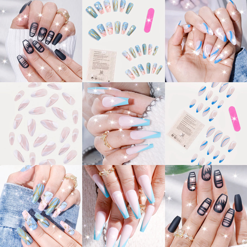 3D Bowknot Pearl Wearable Nail Art Fashion Leopard French Nude Almond Fake Nails Detachable Finished False Nails Press on Nails