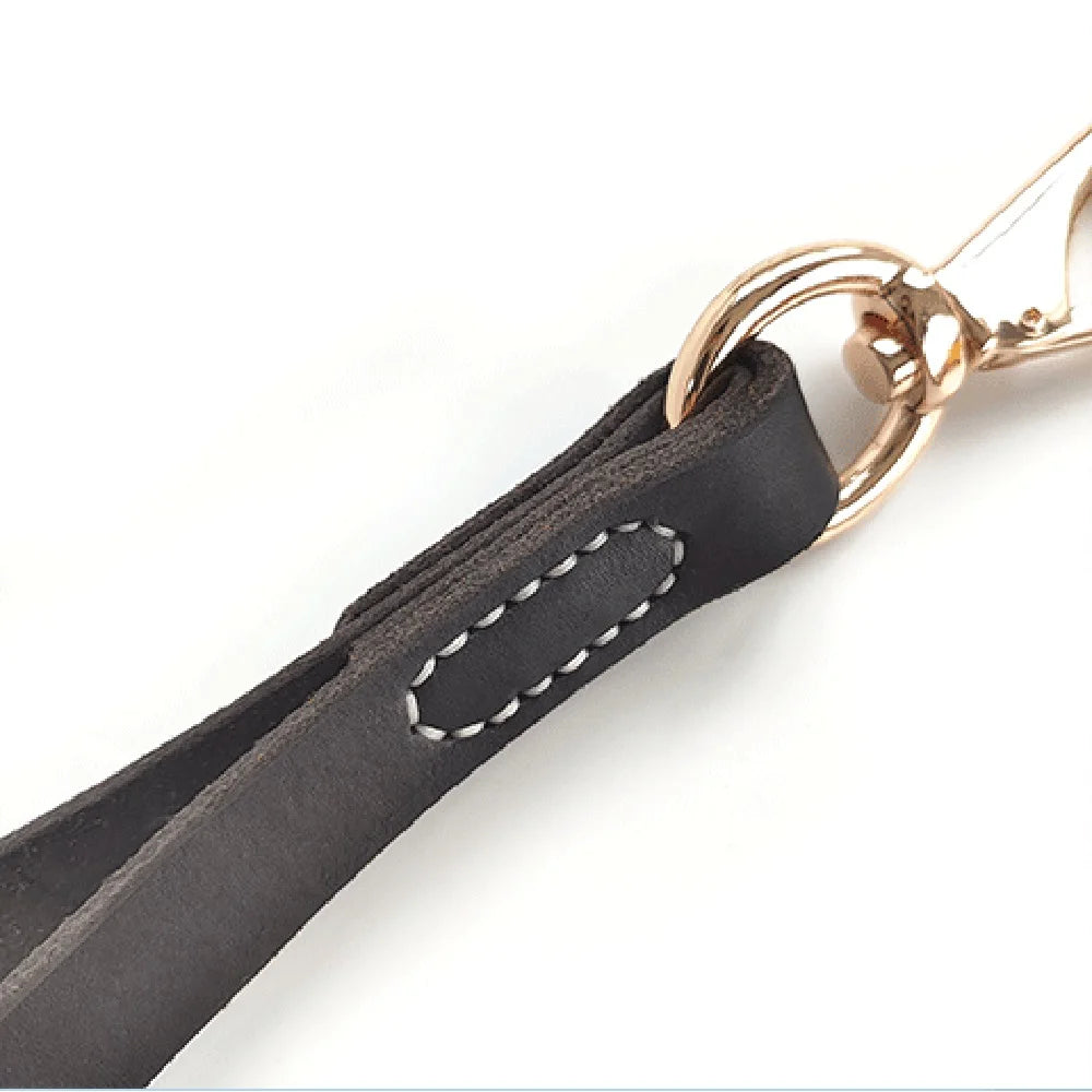 Real Leather Dog Leash 30/50cm Short Dog Leash Genuine Leather Traffic Lead for Medium Large Dogs Training and Walking 2cm Width