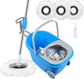 Blue Spin Mop Bucket Sets 360° Spinning Cleaning Tools with 3 Microfiber Replacement Heads, 61" Extended Handle Household Item
