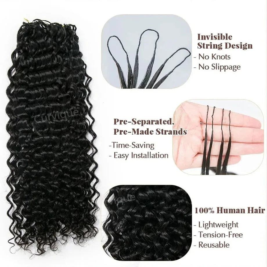 Curly Crochet Hair Pre Separated Knotless Curly Bundles 100% Human Hair Deep Wave Crochet Human Hair Extensions For Black Women