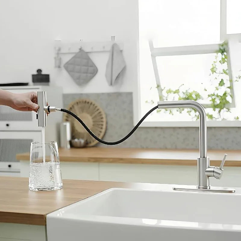 STARON Kitchen Faucets Gray Pull Out Rotation Waterfall Stream Sprayer Head Sink Mixer Brushed Nickle Water Tap Accessorie