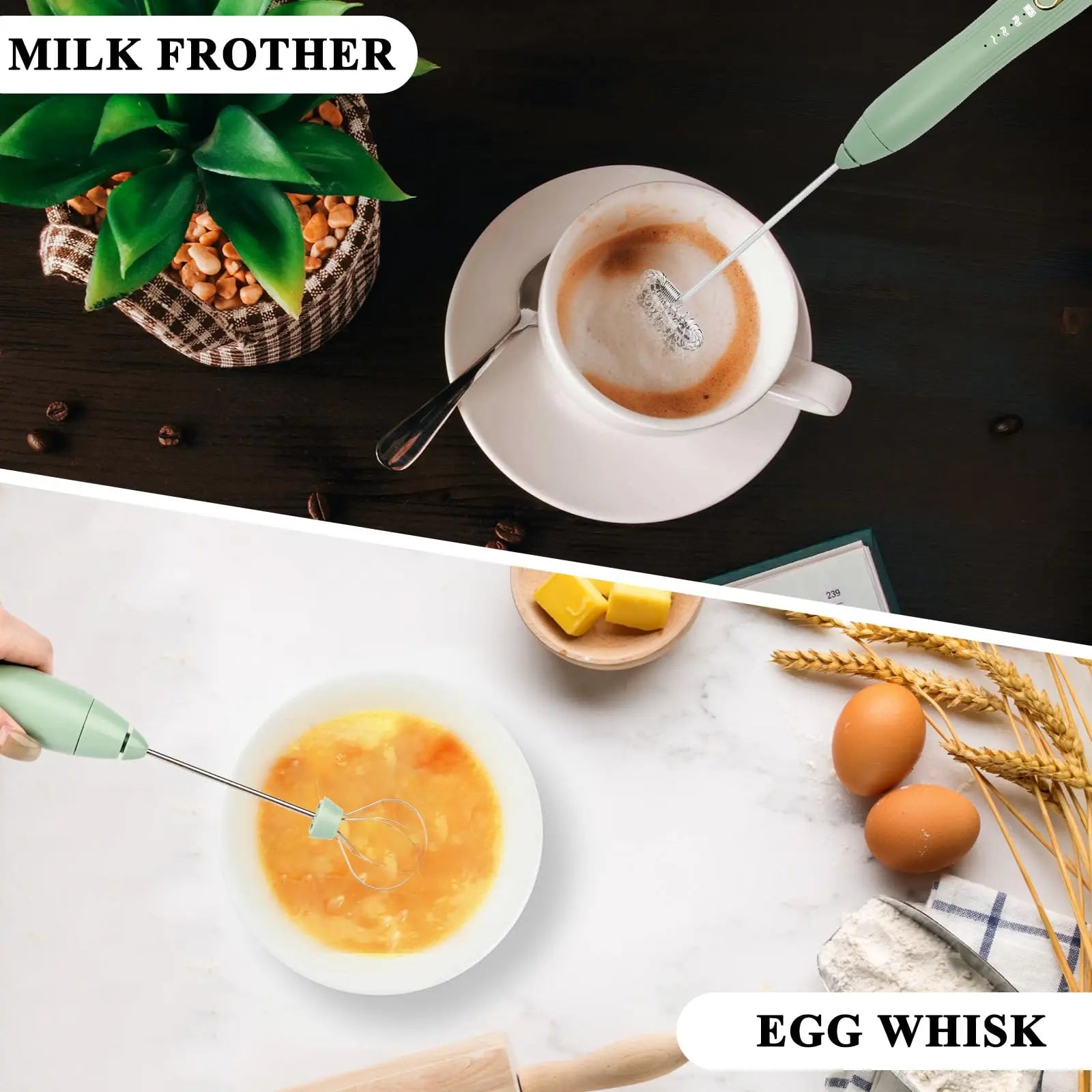 Hand Mixer Milk Frother for Coffee Matcha Handheld Foam Maker Electric Whisk Drink Mixer Rechargeable Egg Beater With Stand