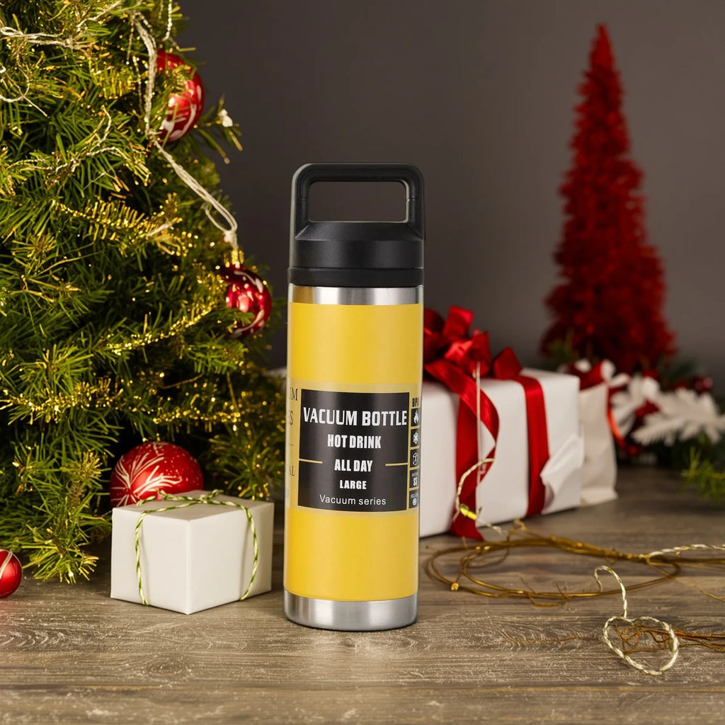 600ml, two lids for direct drinking and straw drinking, large-capacity 304 stainless steel sports thermos.