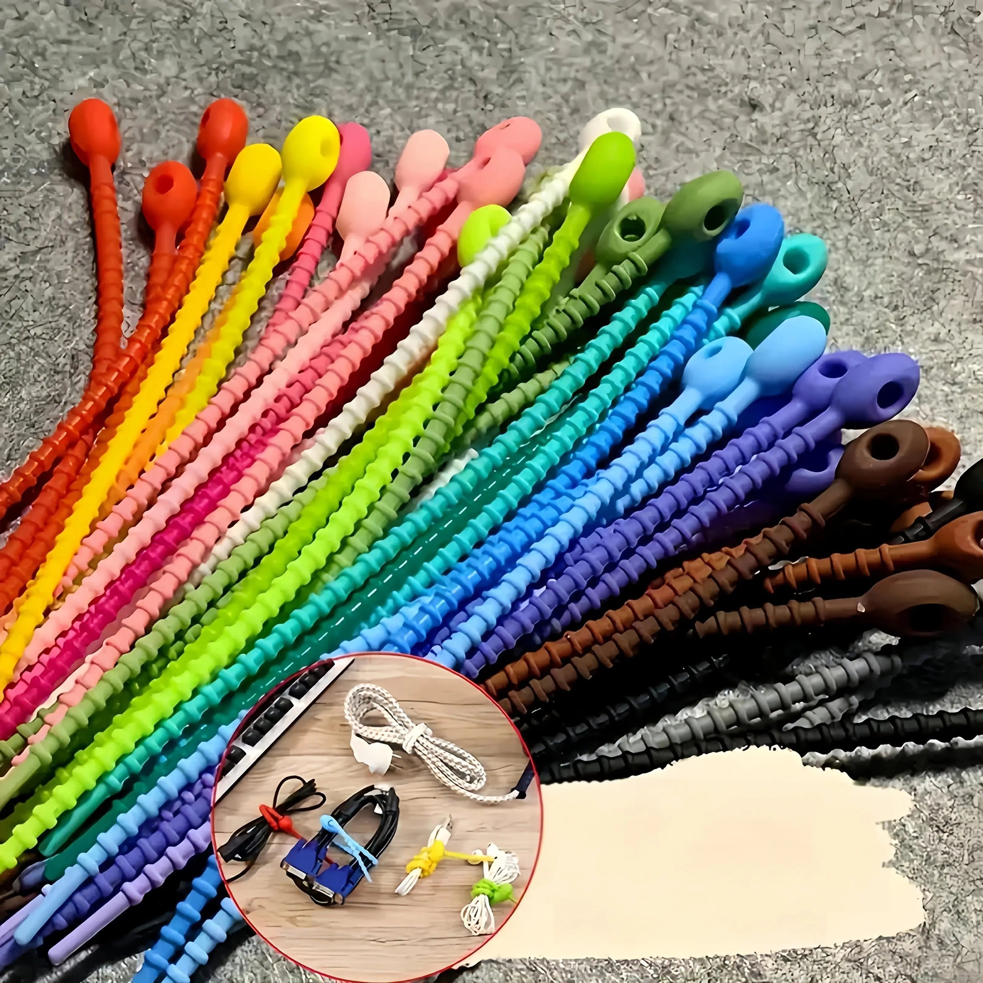 100Pcs Twistable and Multifunctional Cable Wire Organizer 80Pcs Silicone Cord Management Ties for Earphone Lines