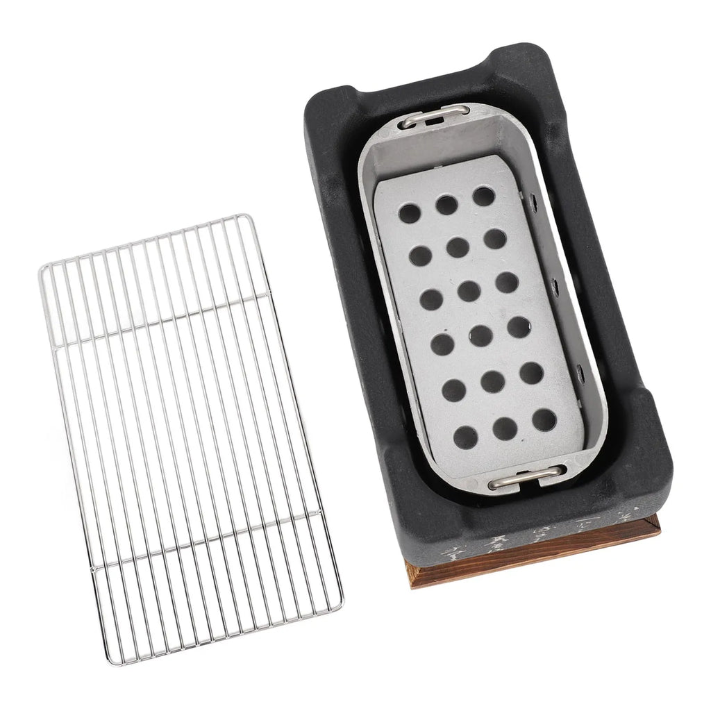 Japanese BBQ Grill Stove Rectangle Charcoal Barbecue Stove Quick Heating Aluminium Alloy Wire Grill Base for Camping