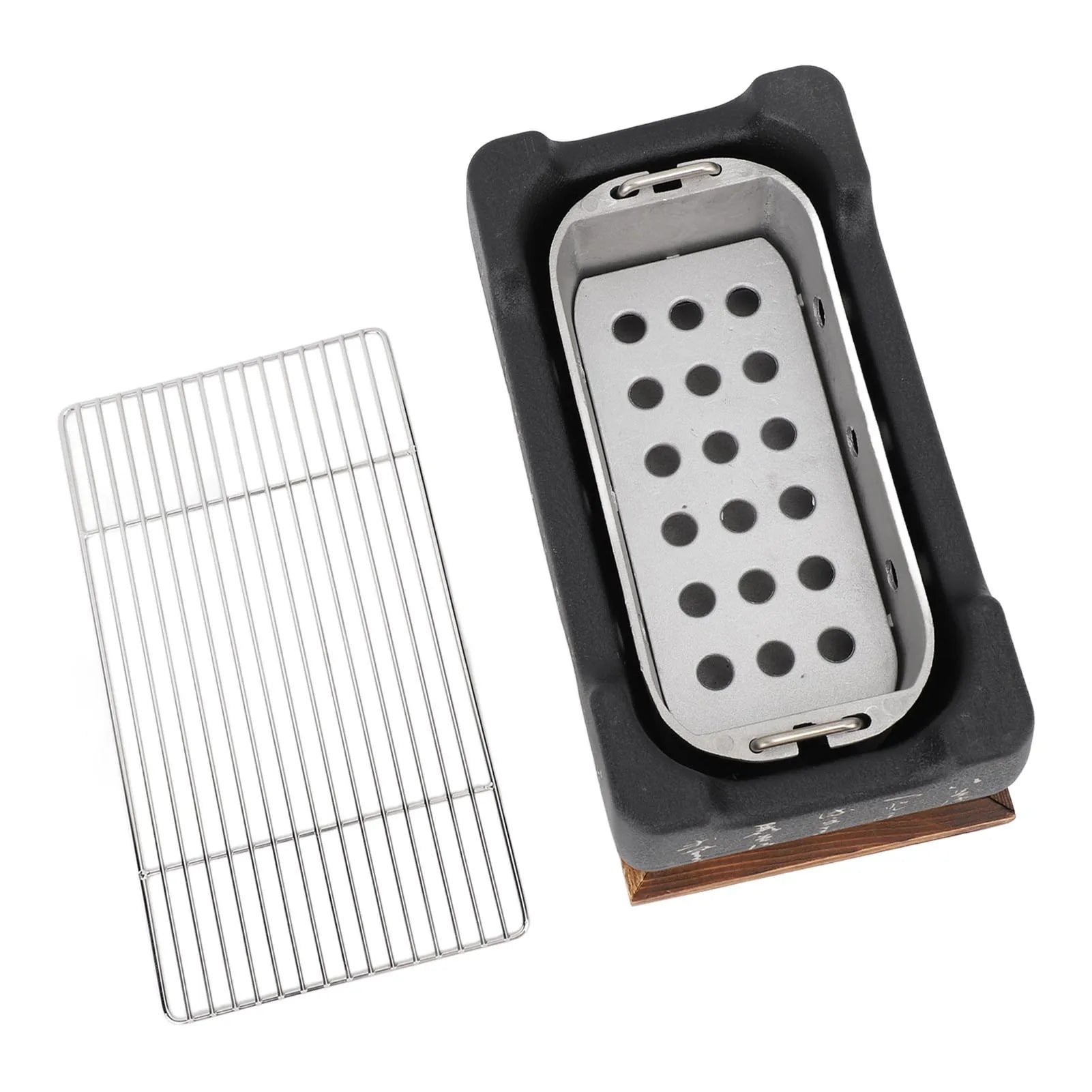 Japanese BBQ Grill Stove Rectangle Charcoal Barbecue Stove Quick Heating Aluminium Alloy Wire Grill Base for Camping