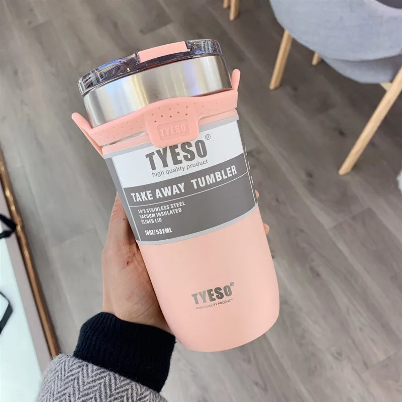 Tyeso Cup Thermal Thermos Car Water Bottle With Straw 550/710ML Thermal Cup for Beer Stainless Steel Coffee Mug Vacuum Flasks