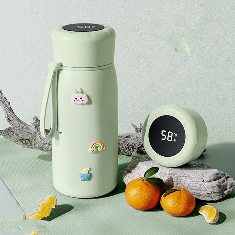Smart Thermos Vacuum Insulated Bottle with Temperature Display 316 Stainless Steel Thermal Mug for Coffee Tea Includes Infuser