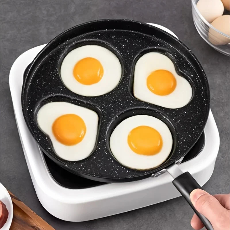 1pc Stainless Steel Non-Stick Skillet, Multi-Section Breakfast Pan with Burger & Egg Mold, Handle, Compatible with Gas Stove