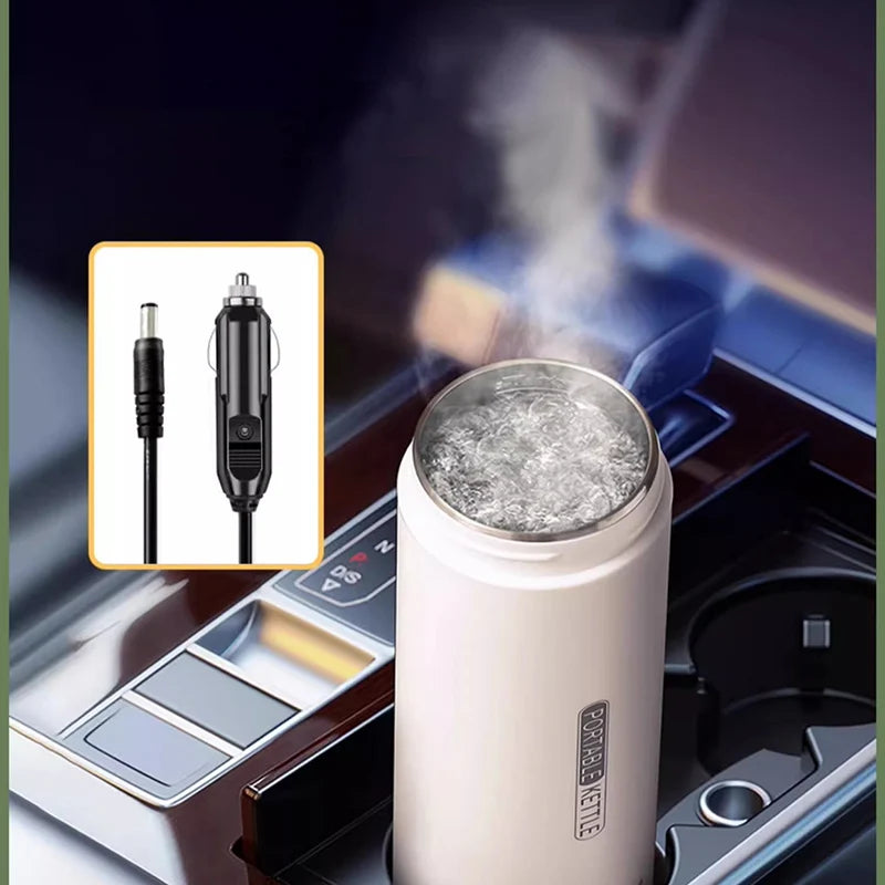4 Gears 100℃ Boiling Water Electric Heating Water Cup 12V Car Travel Portable Leak proof Coffee Milk Tea Warm Kettle Bottle 0.5L