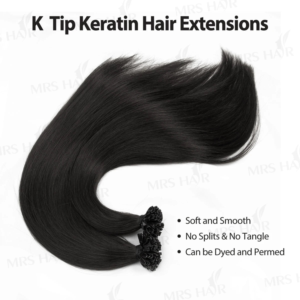 VEDES K Tip Hair Extensions Human Hair Keratin Pre Bonded Hot Fusion Nail Tip Balayage Natural Silky Straight Extensions 50G