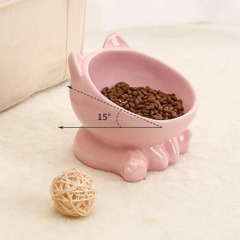 Ceramic Pet Food Bowl Tilt High Bottom Neck Protector Bowl Antichoking Dog and Cat Water Bowl Antidumping Dog Feeding Supplies