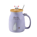 Creative color cat heat-resistant Mug cartoon with lid 380ml cup kitten coffee ceramic mugs children cup office Drinkware gift