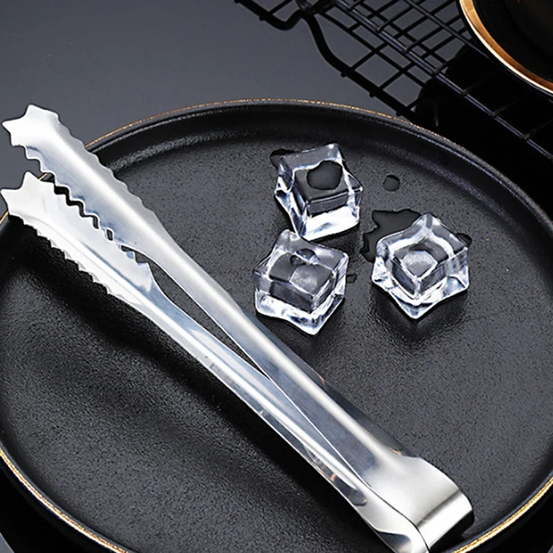 New BBQ Food Tongs Barbecue Stainless Steel Kitchen Food Meat Non-slip Non-Stick Steak Clamp Cooking Tool Toothed Ice Towel Clip