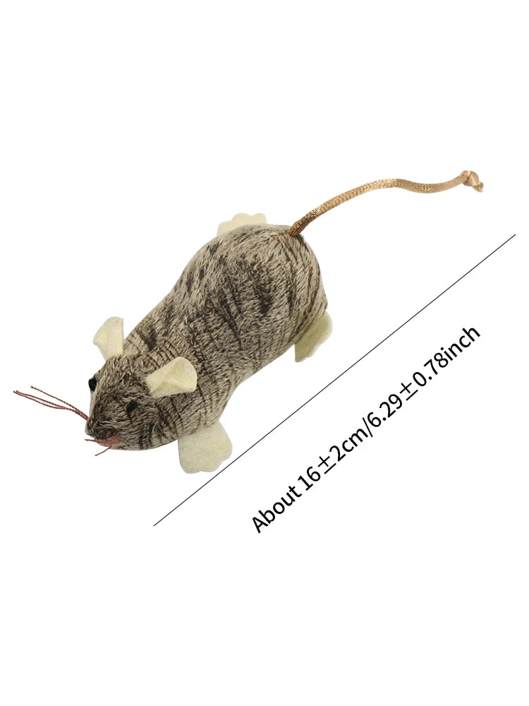 Brown mouse plush cat toy with leaky food function interactive play pet toy