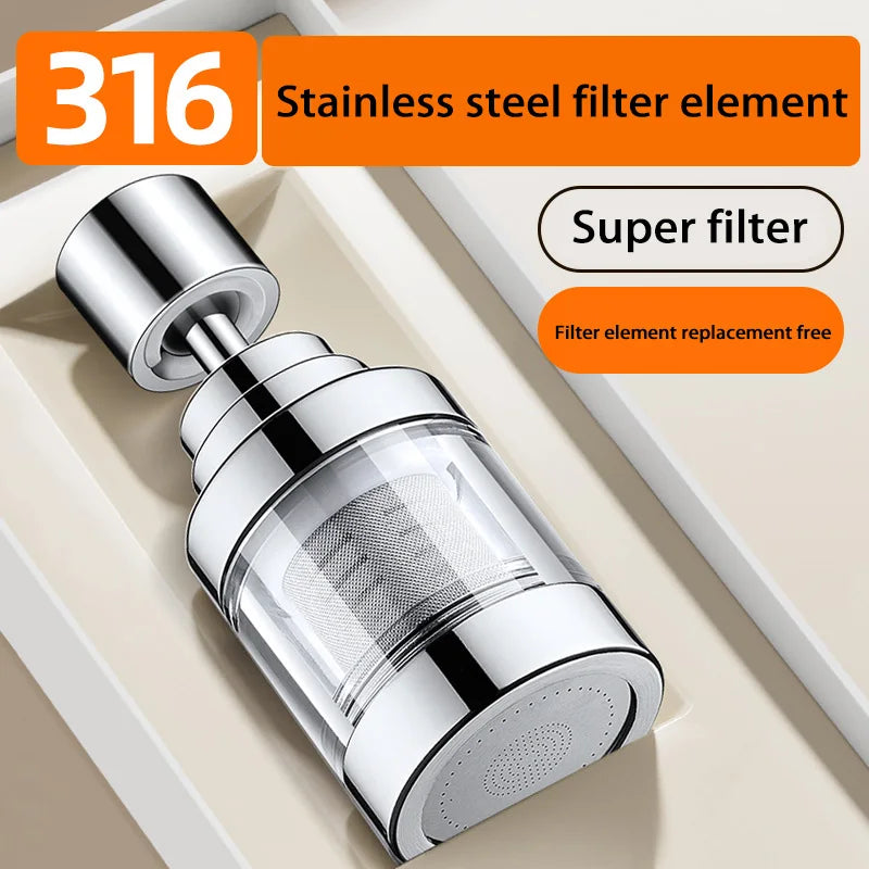 Kitchen Faucet Purifier 360°Rotating Anti Splash Water Telescopic Faucet Extender 316 Stainless Steel Faucet Tap Water Filter