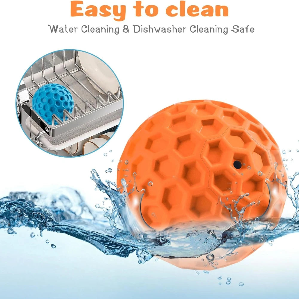 2pcs Indestructible Squeaky Dog Toys, Interactive Dog Balls Natural Rubber Puppy Ball for Dog Chew Toys Random Color