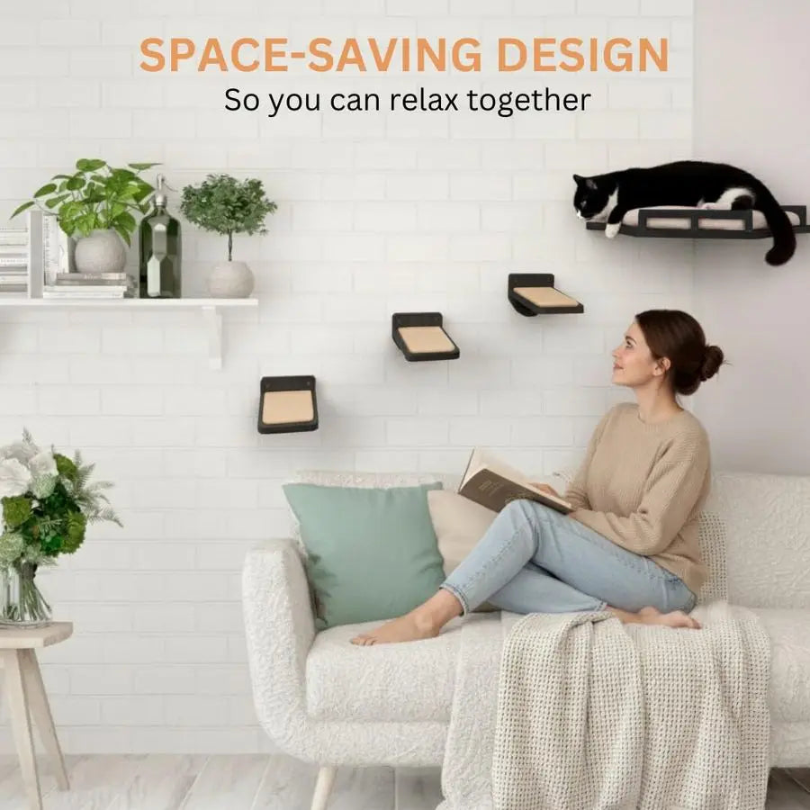 Cat Wall Shelves Modern and Durable 3 Step Cat Furniture for Wall Stylish Birch Floating Shelf for Cats up to 15lbs Wooden Corne