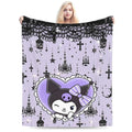 Cartoon Cool Cute Kuromi Fleece Throw Blanket  Blanket for Home Outdoor Super Soft Bed Rug