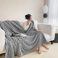2025 New Rabbit Plush Blanket Draw Stripe Thickened Flannel Blanket Shawl Coral Fleece Sofa Blanket, without Pillowcase