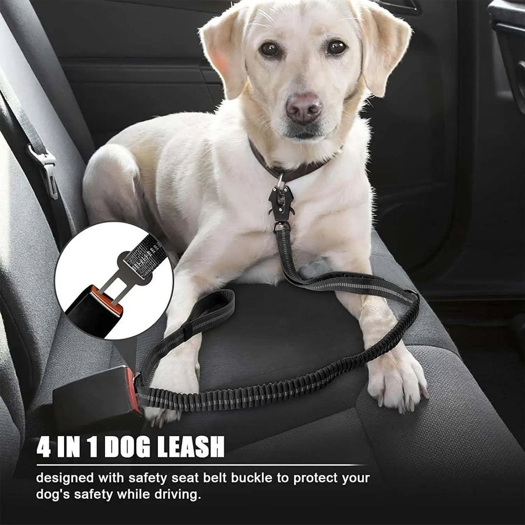 Reflective Shock Absorbing Pet Dog Leash with Car Seatbelt for Large Dogs Heavy Duty Tactical Bungee Dog Leash No Pull Dog Leash